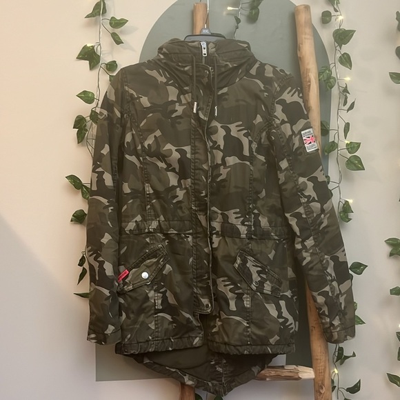 SUPERDRY THE ROOKIE MILITARY JACKET PARKA CAMOUFLAGE ADJUSTABLE GREEN XS - Picture 4 of 17